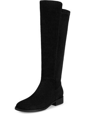 Stylish Flat Knee High Boots for Women | Stretchy Rounded Toe & Side Zipper